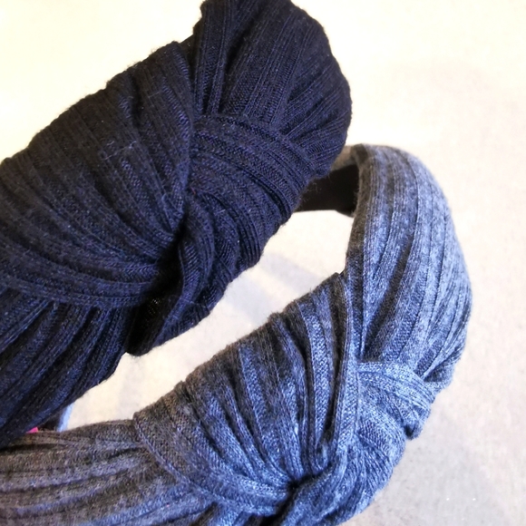 2 x Headbands Ribbed Grey & Black - Picture 3 of 3